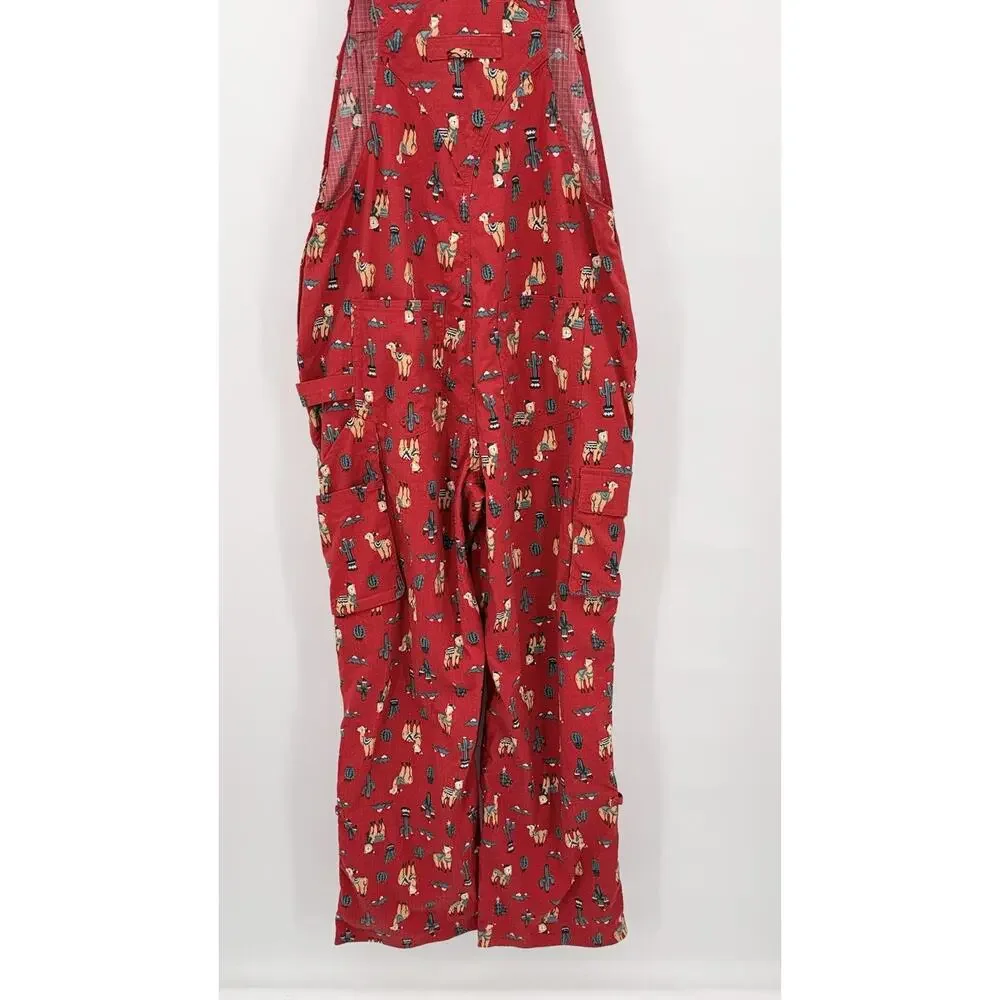 Duluth Trading Co Red Llama Cactus Heirloom Gardening Bib Overalls Small 29 - Picture 6 of 15